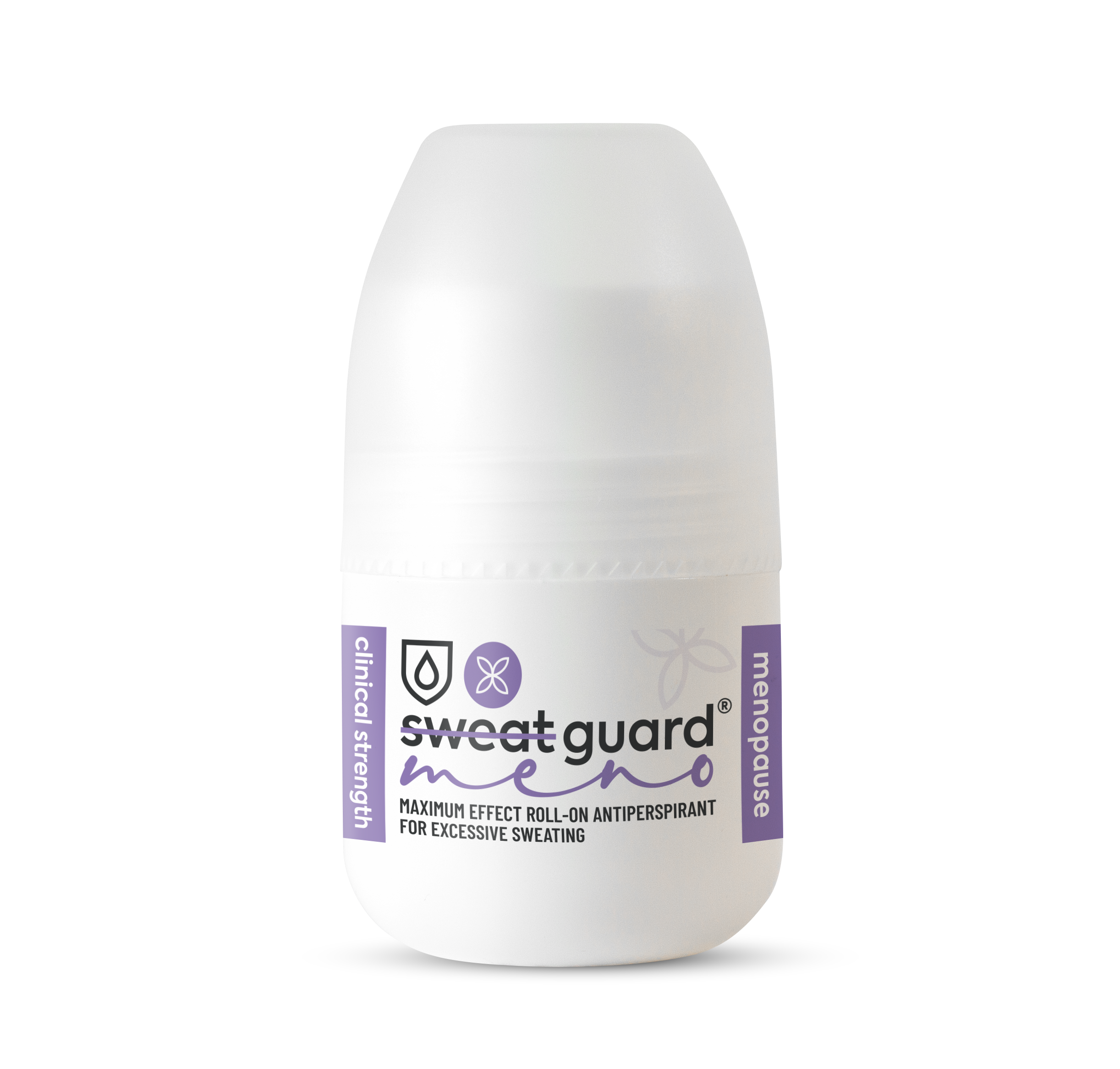 Sweat Guard Meno. Clinically formulated  antiperspirant for the relief of  menopause symptoms. increased sweating, hot flushes and night sweats. 