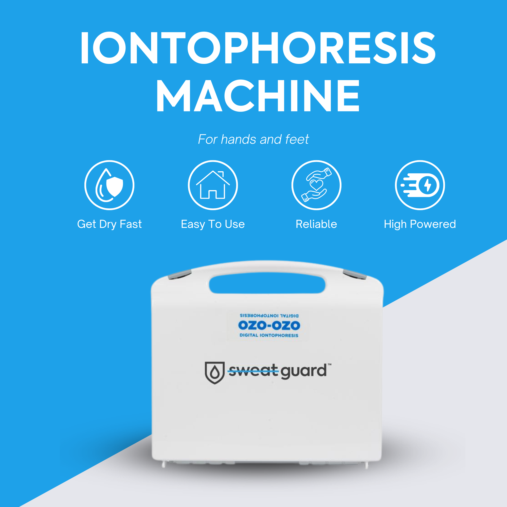 Sweat Guard, Iontophoresis Machine for hands and Feet.