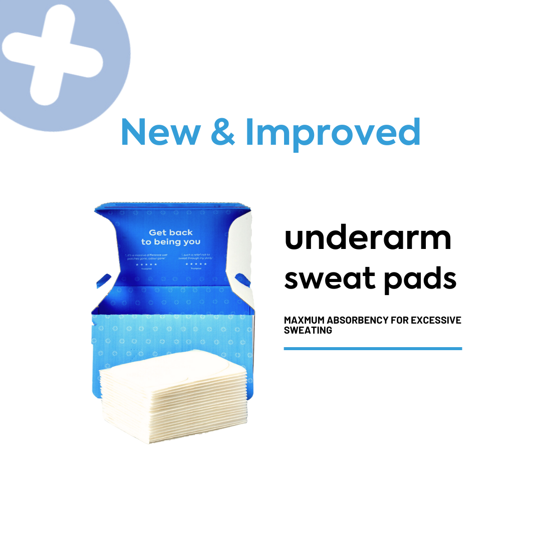 New & Improved Sweat Guard sweat pads for underarm sweating.