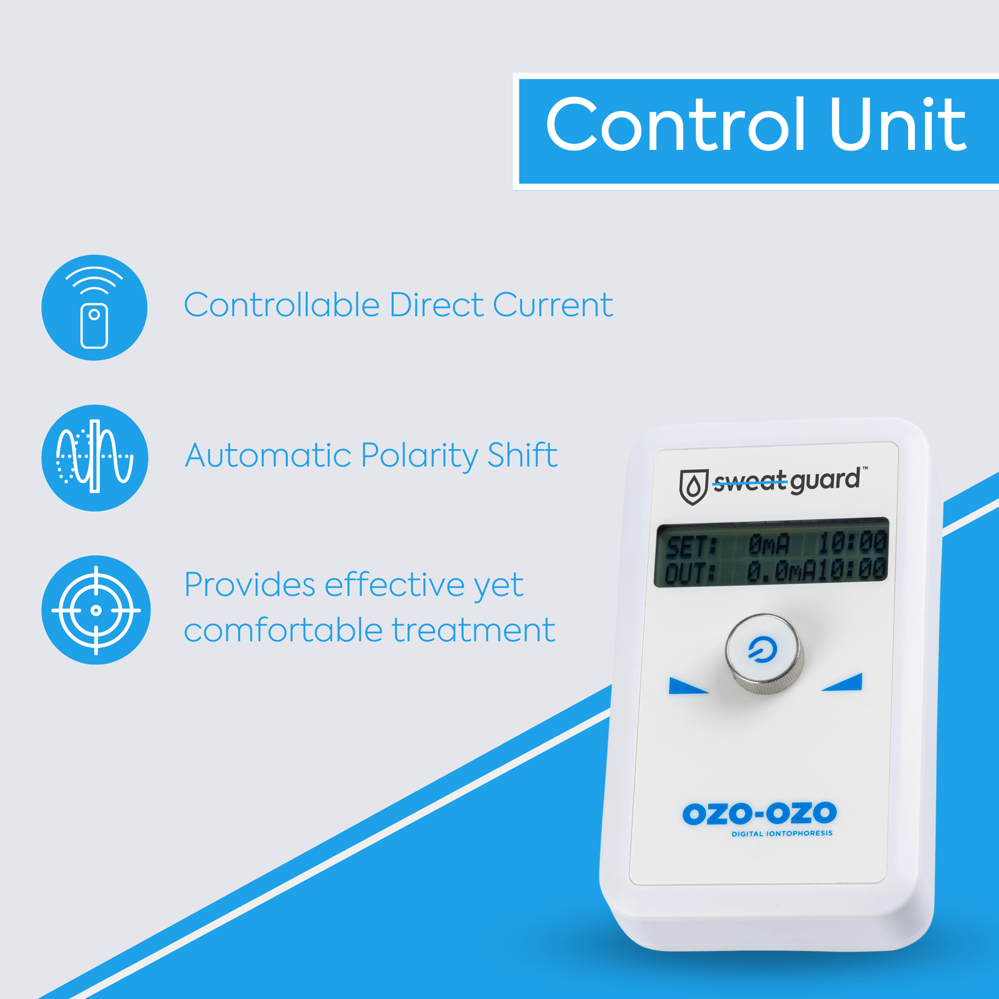 Sweat Guard's iontophoresis system is easy to use and designed for home and professional use.